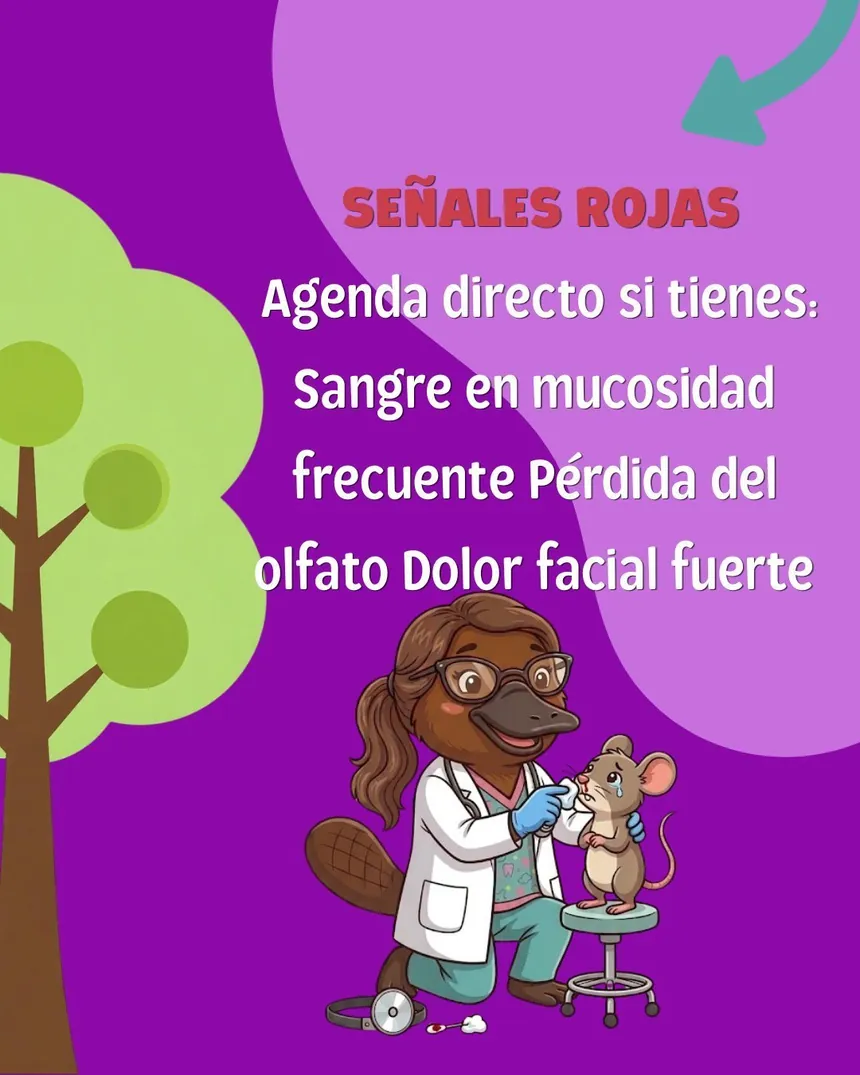 Señales rojas: sangre, pérdida de olfato, dolor facial